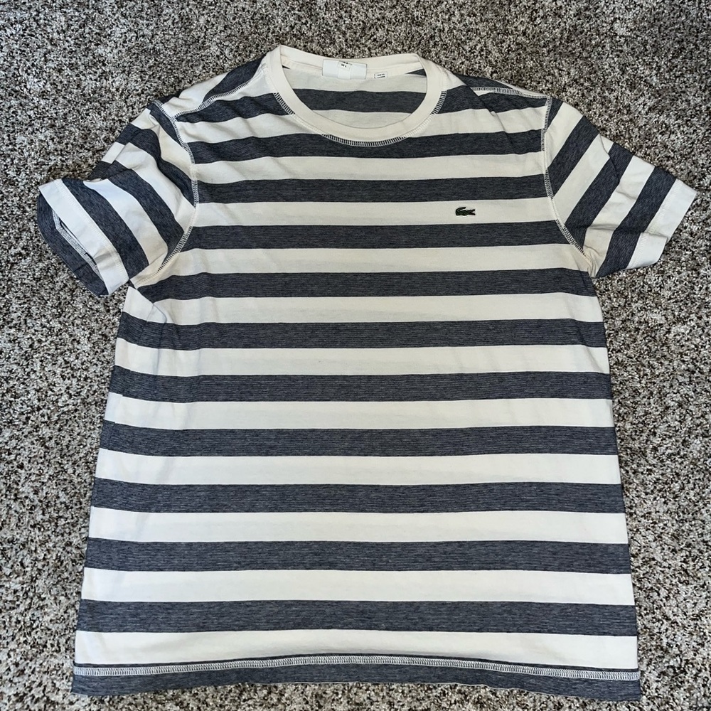 Lacoste Gray and White Short Sleeve Tee